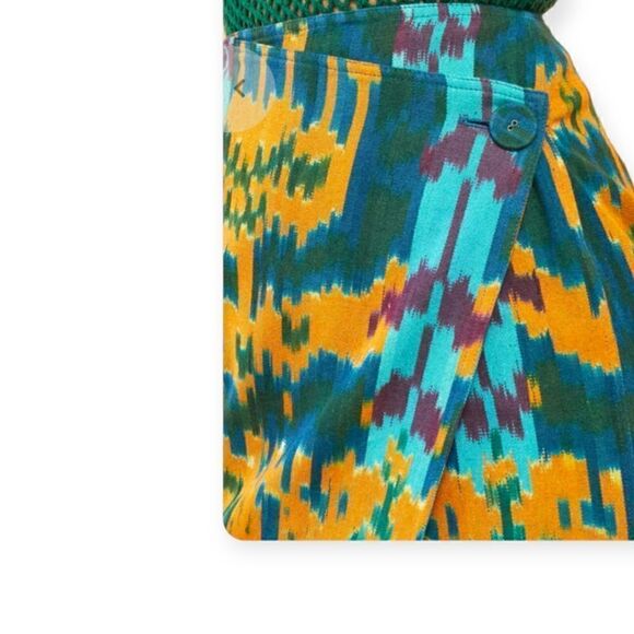 Ulla Johnson Navi Wrap Midi Skirt Green Orange Geometric Handloomed - Picture 6 of 16